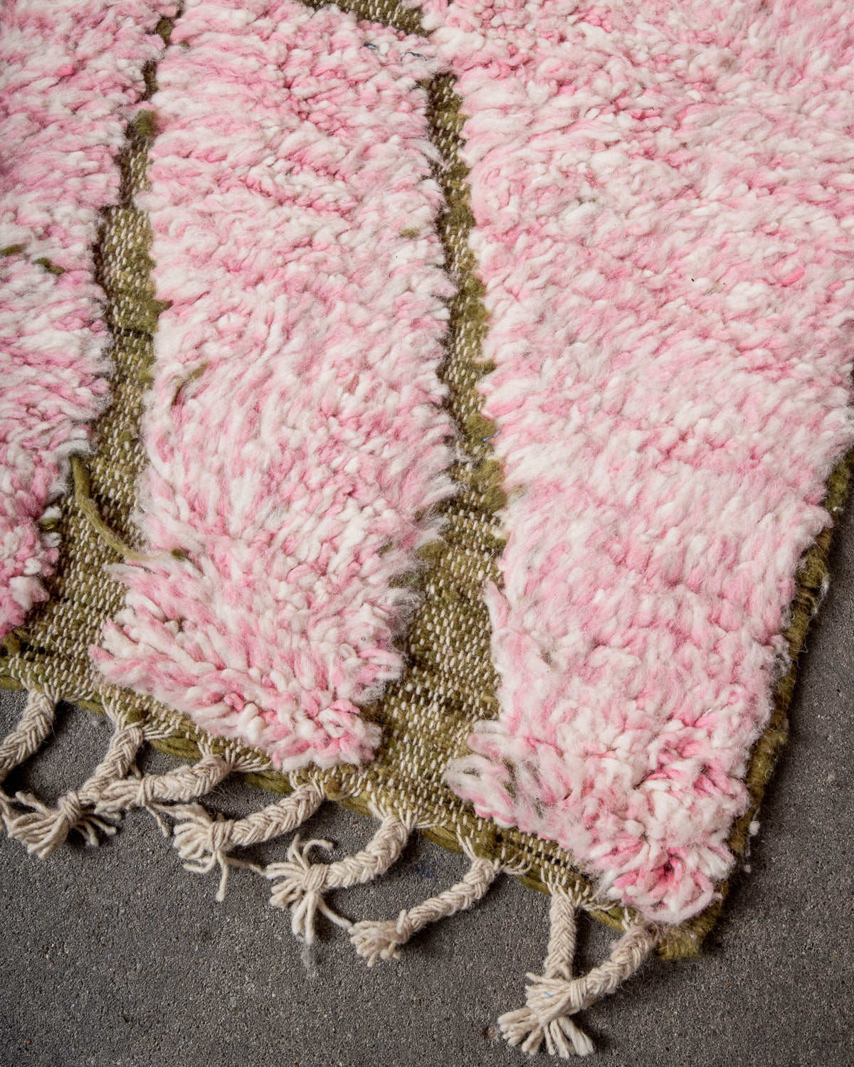 Modern, designer, handcrafted Berber rug from Morocco. Beniourain carpet with beautiful colours and patterns and fluffy wool texture.
